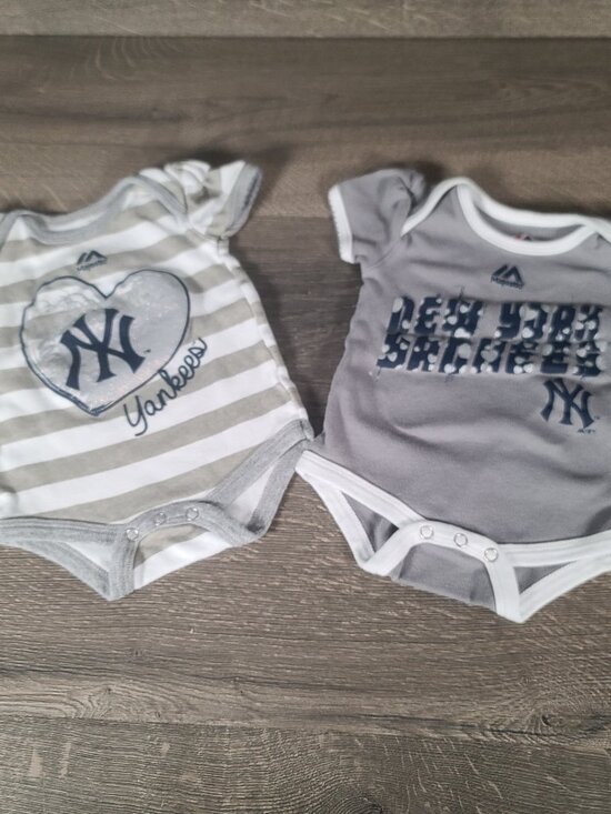 Majestic Other - Lot of 2 Majestic New York Yankee Baby Girl's Size 0-3 Onesies.
